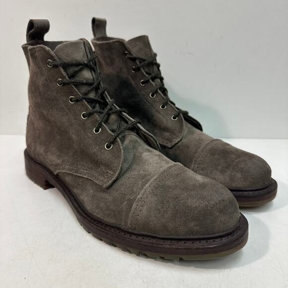NWOT Allen Edmonds Normandy Cap Toe Derby Boot Gray Suede Made in USA 11 - Picture 1 of 14